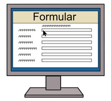 Bildschirm, auf dem ein Formular zu sehen ist.