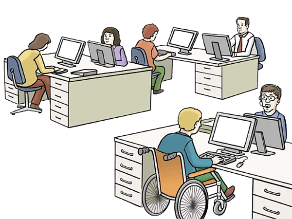 Menschen arbeiten im Büro.